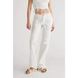 Free People The Thing Is Low Rise Utility Pants Optic White Size 8